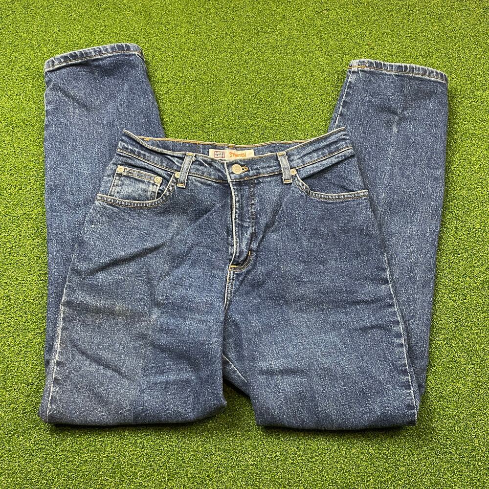 Faded Glory Dark Wash Denim High Rise Tapered Stretch Jeans Sz 10 Petite
